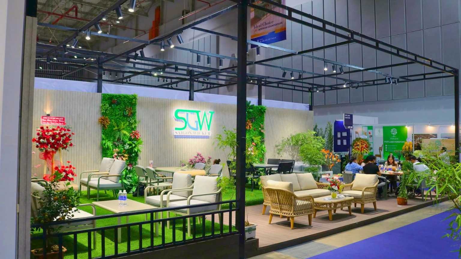 Saigon Wicker booth at HawaExpo 2026 showcasing outdoor furniture collections