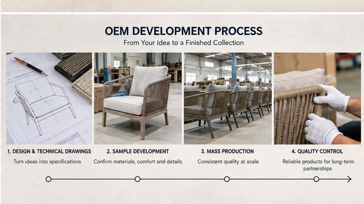 Custom outdoor furniture manufacturer OEM design sample development and quality control