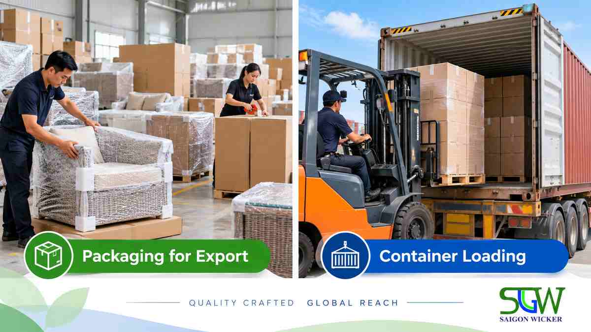 Outdoor furniture supplier export packaging and container loading