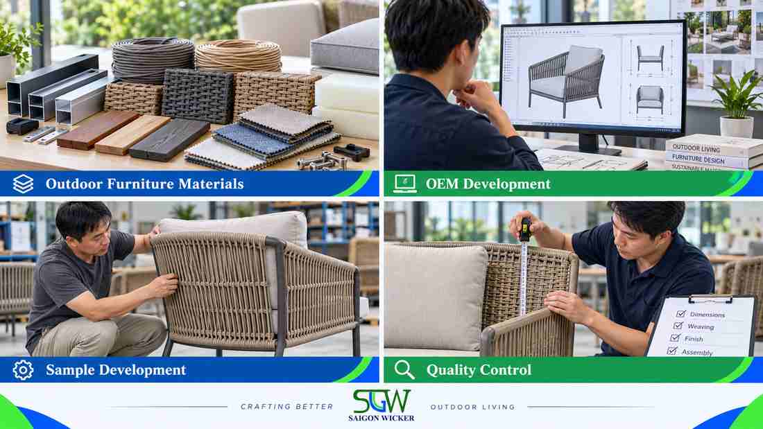 Outdoor furniture supplier production OEM sample development and quality control