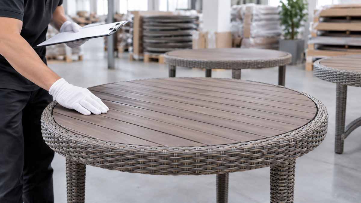 Ceramic, Stone-Look or Aluminum? Outdoor Table Top Materials Trending in 2027 4 Outdoor table top materials quality control for B2B furniture buyers