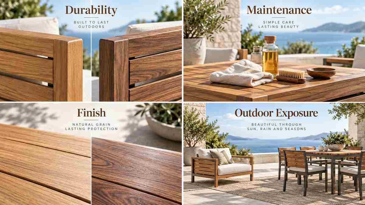 Teak vs acacia outdoor furniture durability maintenance finish and weather exposure