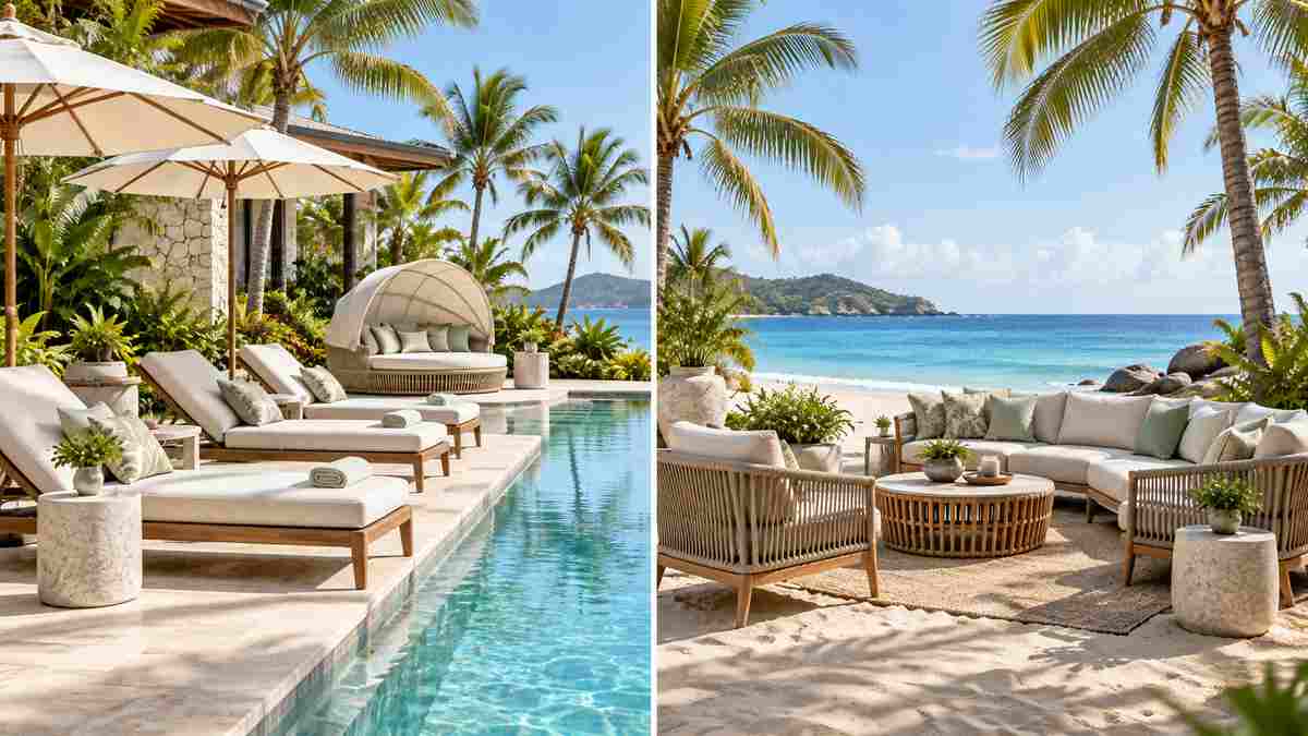 Resort outdoor furniture for poolside and beachfront hospitality areas