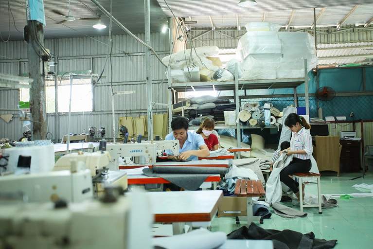 Ngoc Phuc Cushion 20th Anniversary: 20 Years of Building the Foundation with Saigon Wicker 2 Early cushion sewing production at Ngoc Phuc Cushion