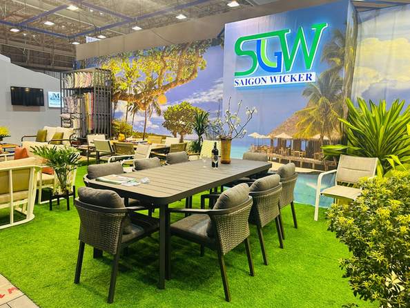 Ngoc Phuc Cushion 20th Anniversary: 20 Years of Building the Foundation with Saigon Wicker 7 Saigon Wicker outdoor furniture booth at an international trade fair